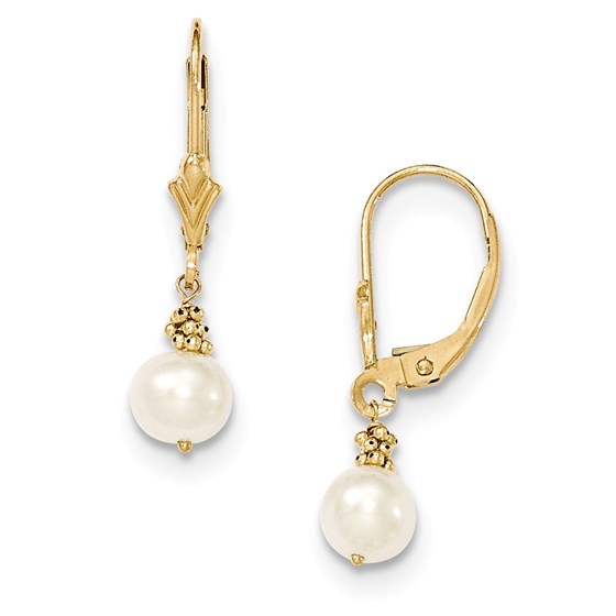 14k 5-6 mm Semi-Round Cultured Pearl Leverback Earrings 14k 5-6 mm Semi-Round Cultured Pearl Leverback Earrings